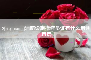 庄河消防设施操作员证有什么用途百度