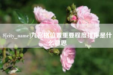 庄河九宫格位置重要程度排序是什么意思
