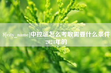 庄河中控证怎么考取需要什么条件2024年的